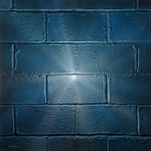 Amazing modern art online by contemporary artist Nolan Haan, creating fool the eye art of concrete block walls.