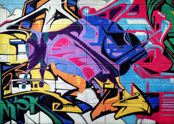 Cave Lascaux prehistoric art competes with graffiti art by Revok/MSK in this fine art painting by Nolan Haan entitled Graffiti Subconscious